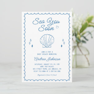 Invitación Sea You soon Mane Drake Ocean Seashell Baby Shower