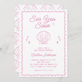 Invitación Sea You soon Mane Drake Ocean Seashell Baby Shower