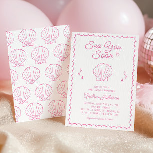 Invitación Sea You soon Mane Drake Ocean Seashell Baby Shower
