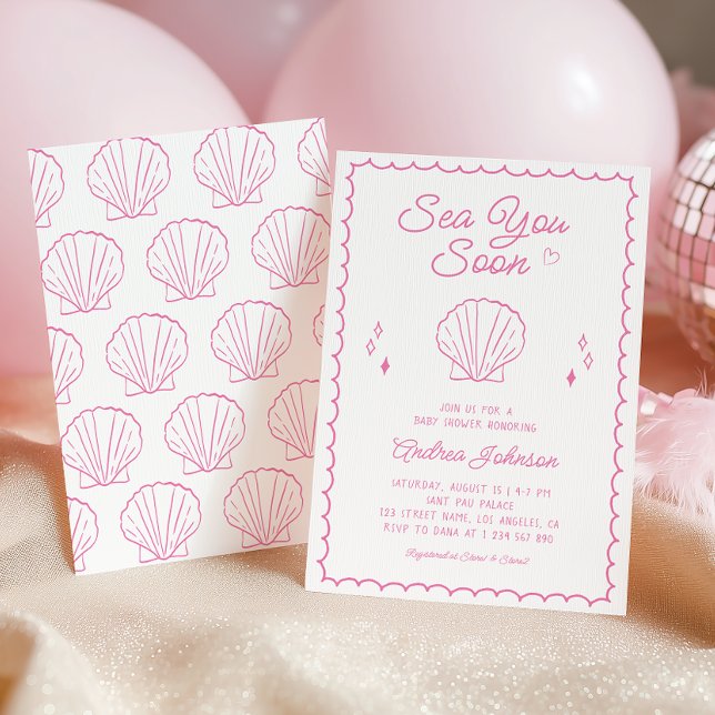 Invitación Sea You soon Mane Drake Ocean Seashell Baby Shower (Subido por el creador)