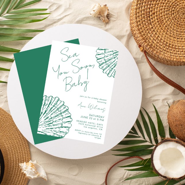 Invitación Sea You Soon Marine Blue Coastal Baby Shower (Subido por el creador)