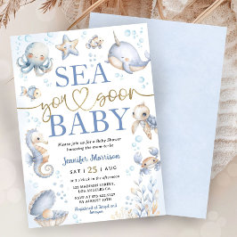 Invitación Sea You Soon Modern Boy Sea Ocean Baby Shower