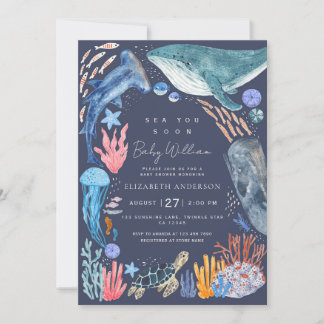 Invitación Sea You Soon Ocean Animals Boy Baby Shower