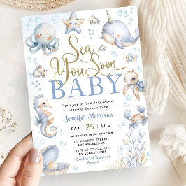 Invitación Sea You Soon Ocean Animals Boy Baby Shower