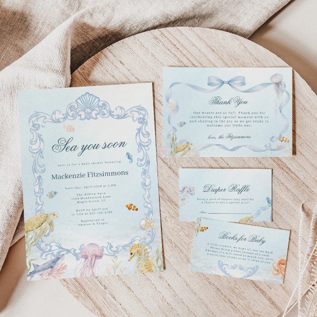 Invitación Sea You Soon Rococo Baby Shower (Sea You Soon Rococo Baby Shower Invitation )