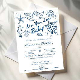 Invitación Sea you soon seashells beach boy baby shower