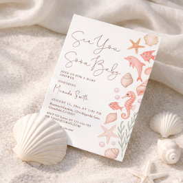 Invitación Sea You Soon Seashells Girl Baby Shower