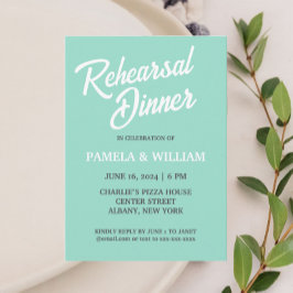 Invitación Seafoam Sencillo Estilo Boda Ensayo Cena