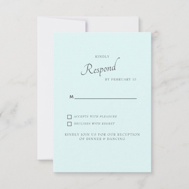 Invitación Seafoam Simple Wedding RSVP (Anverso)