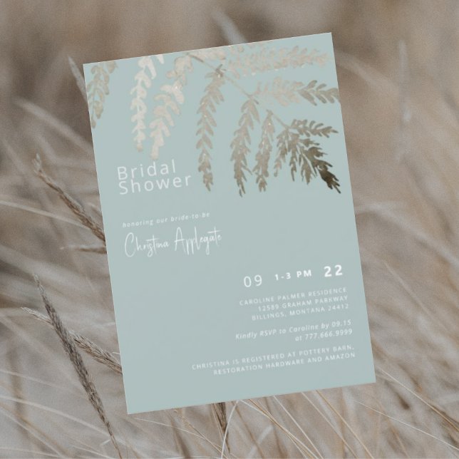 Invitación Seafoam White Text Shower (Subido por el creador)