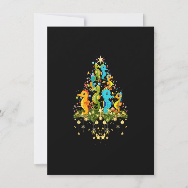 Invitación Seahorse Christmas Tree Lights Holiday Seahorse Lo (Anverso)