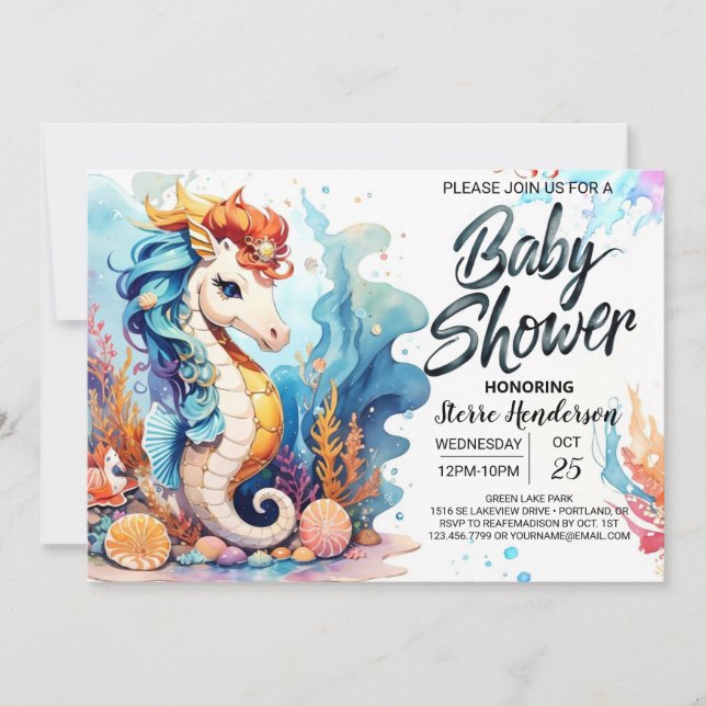 Invitación Seahorse Dreamscape Baby Shower (Anverso)