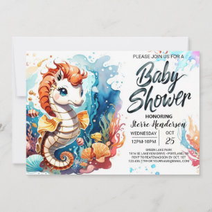 Invitación Seahorse Melodies Sea Baby Shower