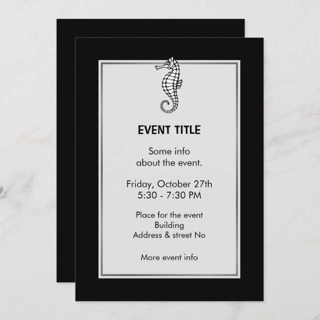 Invitación Seahorse White (Anverso / Reverso)