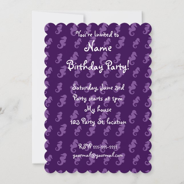 Invitación Seahorses púrpuras (Anverso)