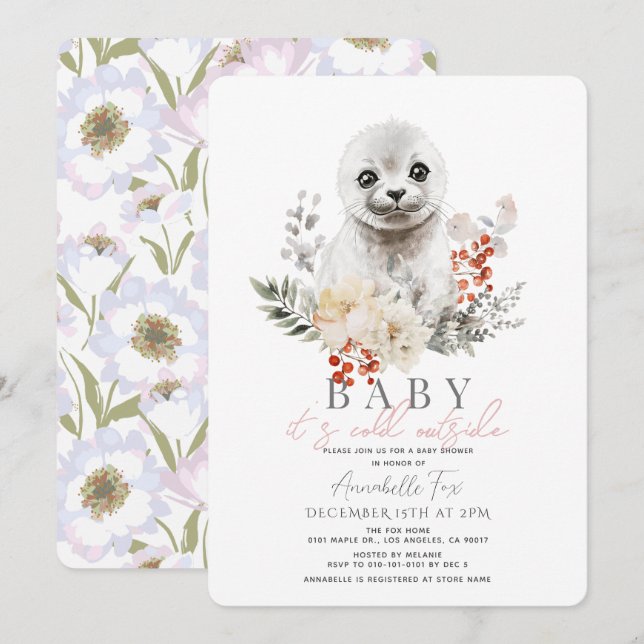 Invitación Seal Baby It's Cold Outside Baby Shower (Anverso / Reverso)