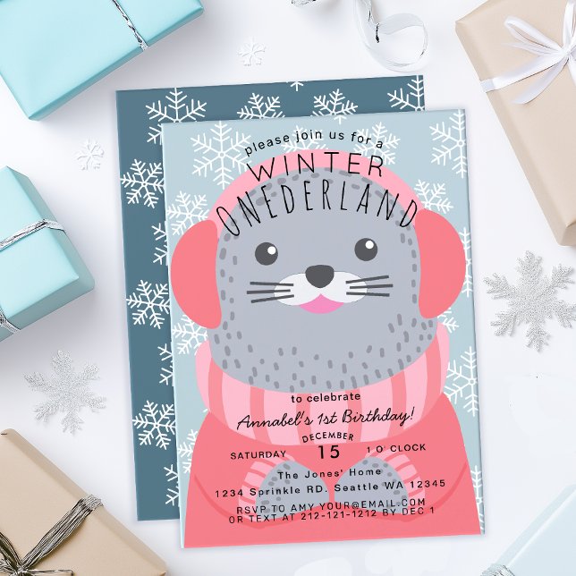 Invitación Seal Winter Onederland Kids Cumpleaños (Subido por el creador)