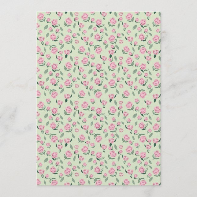 Invitación Seamless Pink Rose Watercolor Pattern (Anverso)