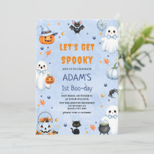 Invitación Seamos espeluznantes Halloween 1ro cumpleaños de b