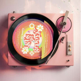 Invitación Seamos groovy Retro Vinyl Rainbow Daisy