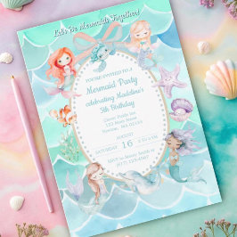 Invitación Seamos Sirenas Juntos Fiesta Sirena Cumpleaños