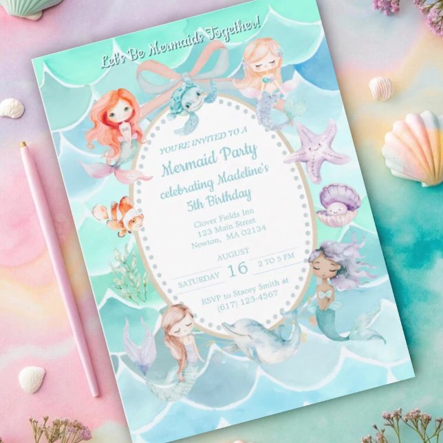 Invitación Seamos Sirenas Juntos Fiesta Sirena Cumpleaños (Subido por el creador)