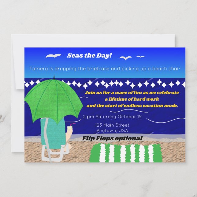 Invitación Seas the Day Retirement (Anverso)
