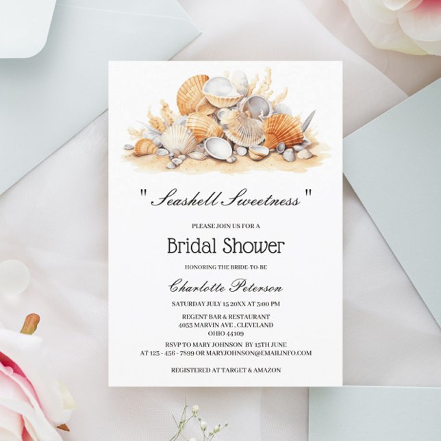 Invitación Seashell Beach Bridal Shower (Subido por el creador)