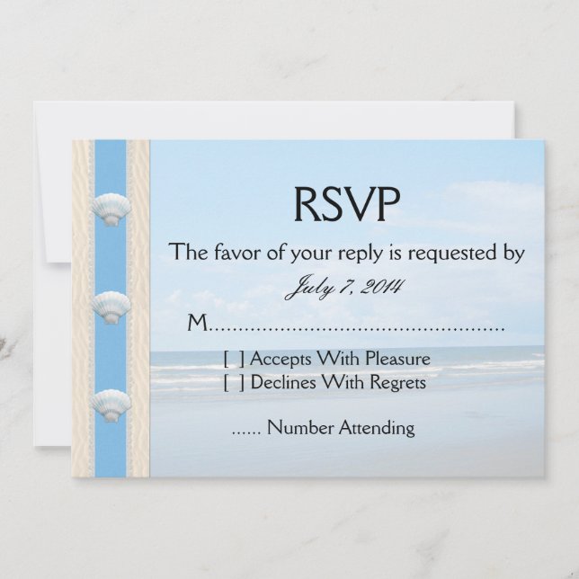 Invitación Seashell Beach Wedding RSVP (Anverso)
