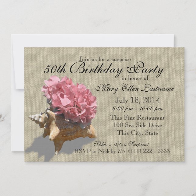 Invitación Seashell Bouquet 50ª fiesta de cumpleaños (Anverso)