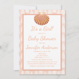 Invitación Seashell coralino Baby Shower