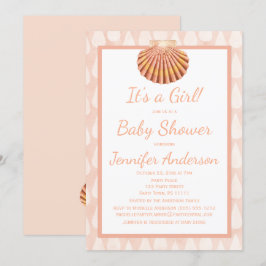 Invitación Seashell coralino Baby Shower