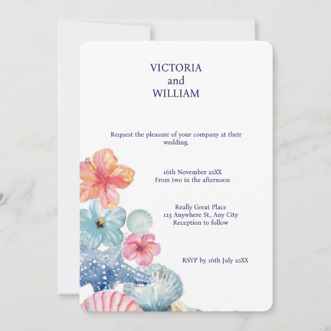 Invitación 🌊 Seashell Dreams Wedding Invitation 🌊 (Anverso)