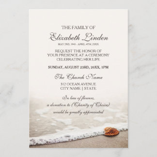 Invitación Seashell en la ceremonia conmemorativa de la playa