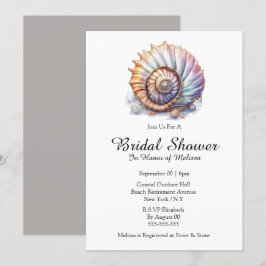 Invitación Seashell naútico playa ducha de novia taupe blanco