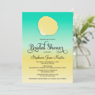 Invitación Seashell Sand & Sea Color Ombre Brimbre Shower