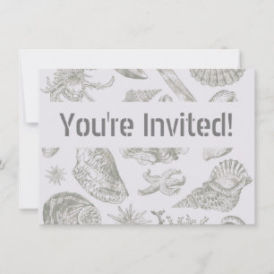 Invitación Seashell Soft Antique Art Beach Shells