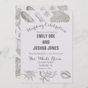 Invitación Seashell Soft Antique Art Beach Shells