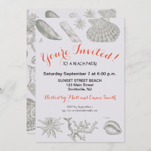 Invitación Seashell Soft Antique Art Beach Shells