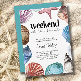 Invitación Seashell Watercolor Bachelorette Beach Weekend