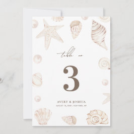 Invitación Seashells 5x7 Pearls Nautical Wedding Table Number