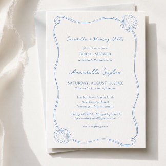 Invitación Seashells and Wedding Bells Coastal Bridal Shower