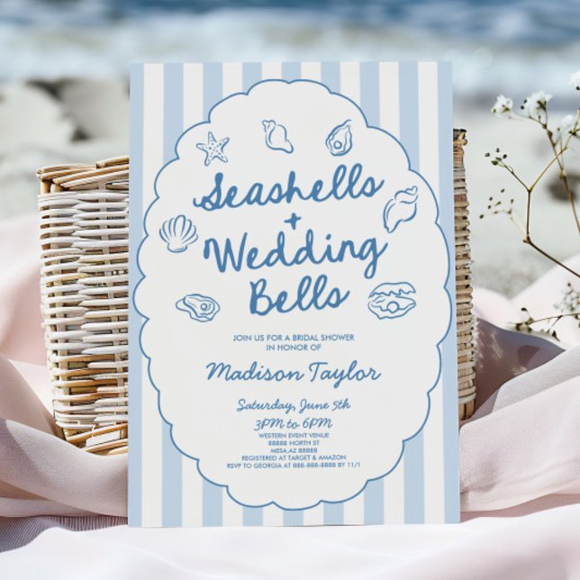 Invitación Seashells and Wedding Bells Coastal Bridal Shower (Subido por el creador)