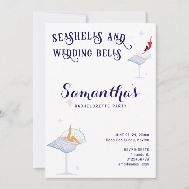 Invitación Seashells Boda Bells Beach Cruise Bachelorette (Anverso)