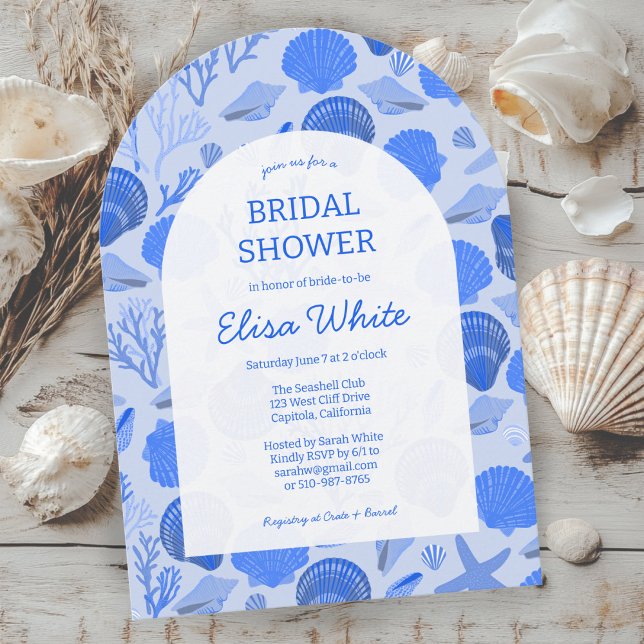 Invitación Seashells Bridal Shower Elegant Beach PERSONALIZAD (Seashells Bridal Shower Elegant Beach CUSTOM Arch Invitation
)