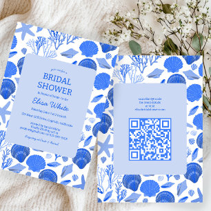 Invitación Seashells Bridal Shower Moda Blue Beach PERSONALIZ
