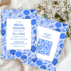 Invitación Seashells Bridal Shower Moda Blue Beach PERSONALIZ