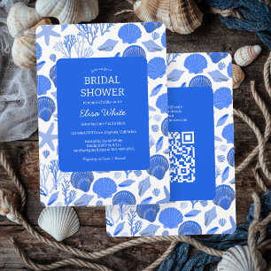 Invitación Seashells Bridal Shower Moda Blue Beach PERSONALIZ