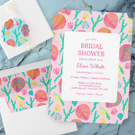 Invitación Seashells Bridal Shower PERSONALIZADO femenina ele