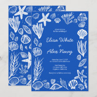 Seashells Frame Beach Wedding PERSONALIZADO Azul